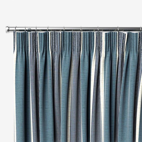 Brazen Stripe Linen Vintage Bold Blue Curtains