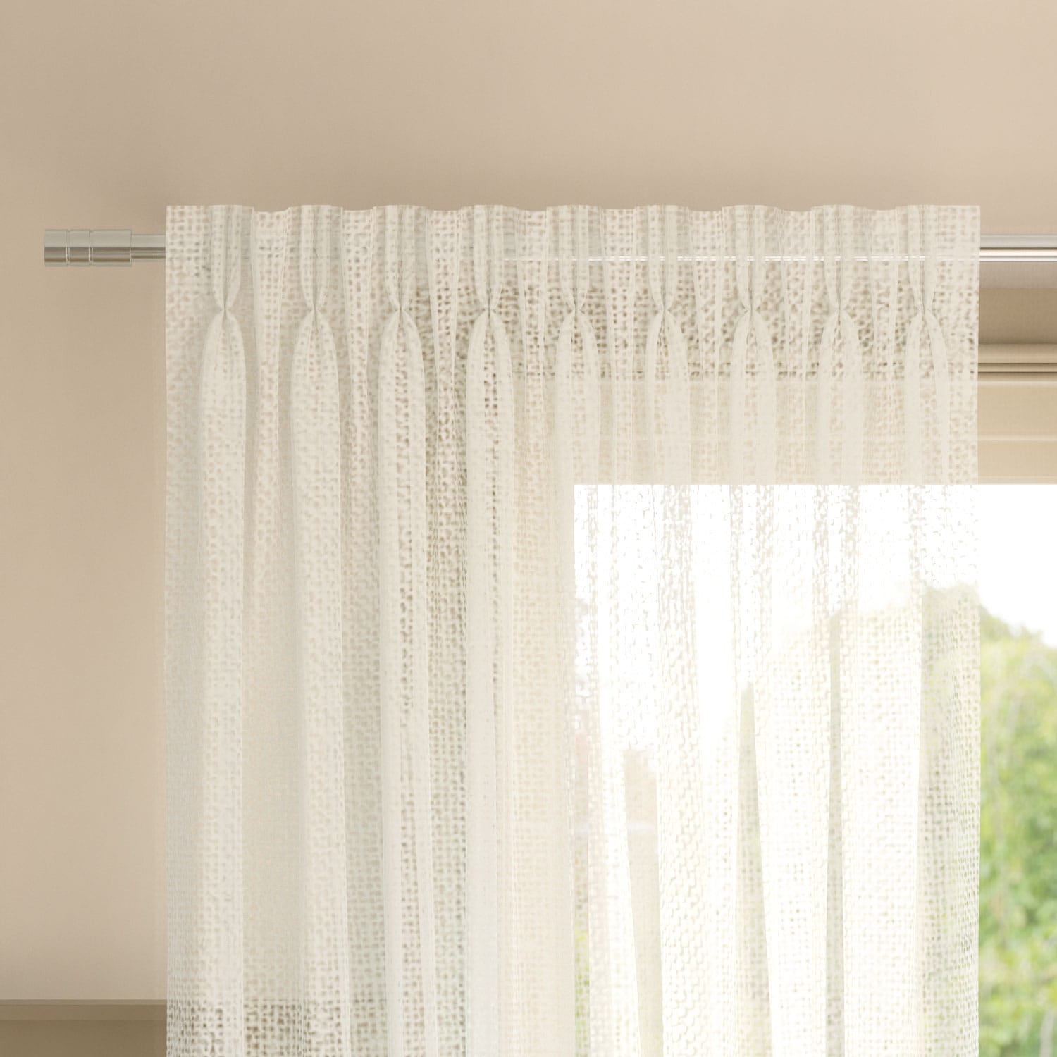 Cream Sheer Taped Unlined Curtain main image 1