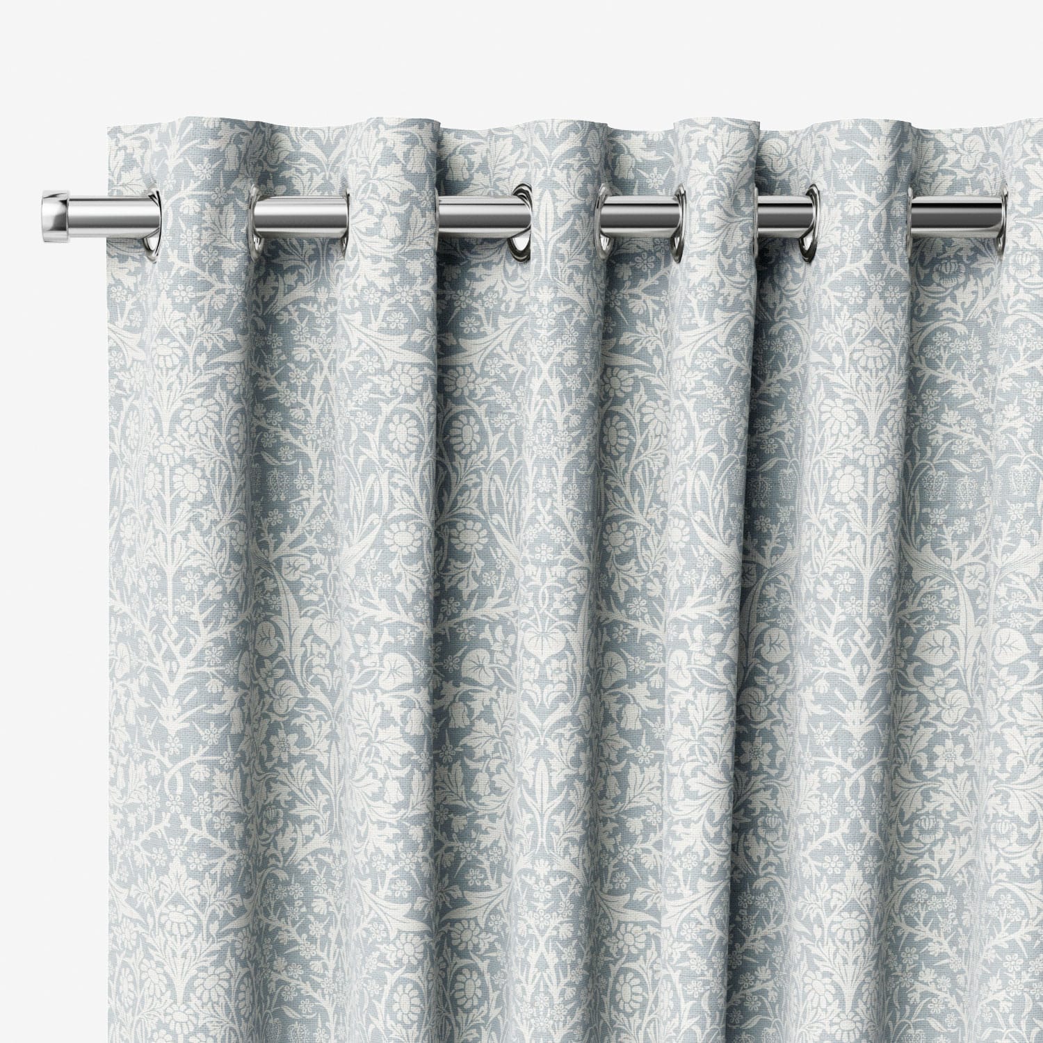 William Morris Blackthorn Blue Grey Curtains