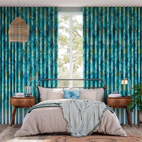 Acacia Tree Teal Curtains