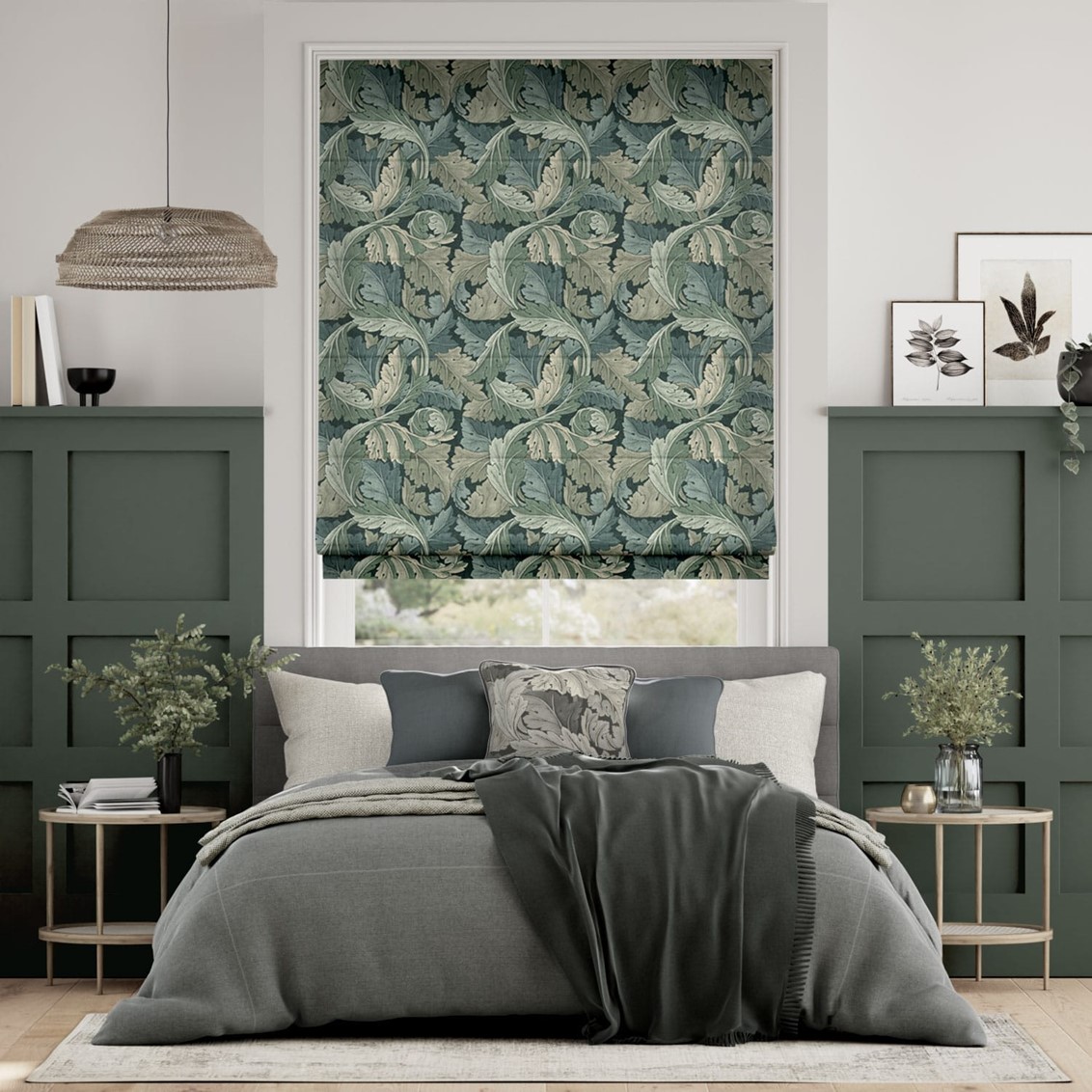 William Morris Acanthus Velvet Forest Roman Blind