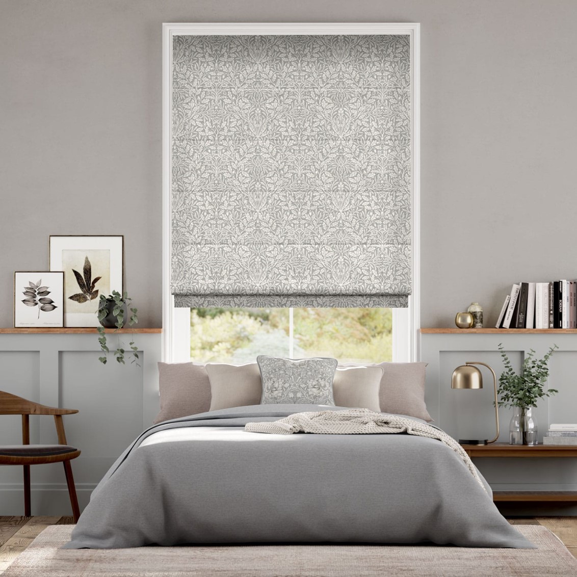 William Morris Acorn Dove Roman Blind