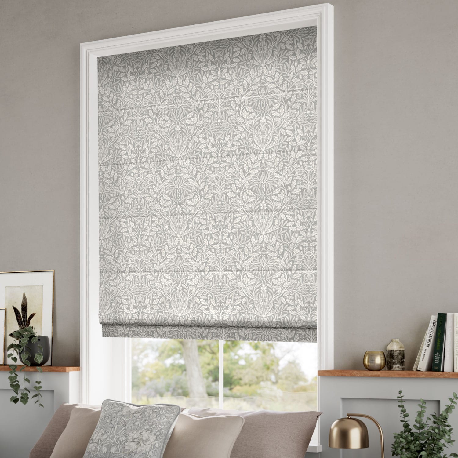 William Morris Acorn Dove Roman Blind