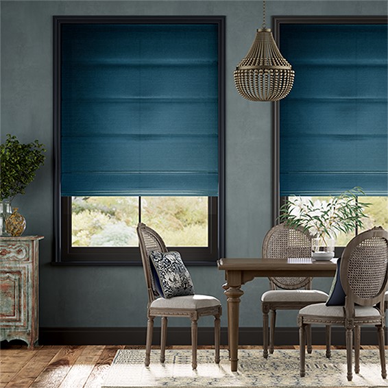 Ahisma Luxe Faux Silk Blue Azure Roman Blind