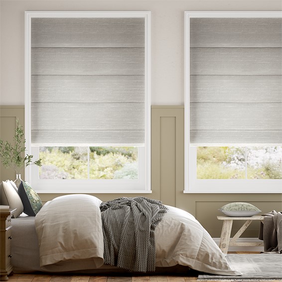 Ahisma Luxe Faux Silk Silver Roman Blind