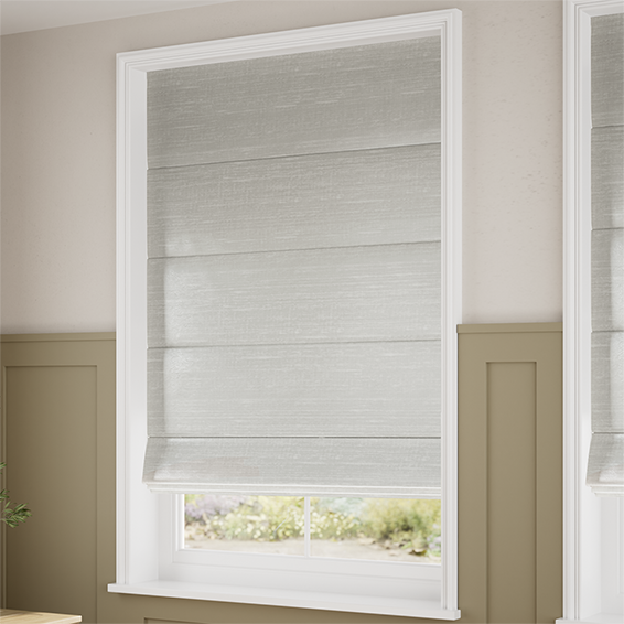 Ahisma Luxe Faux Silk Silver Roman Blind