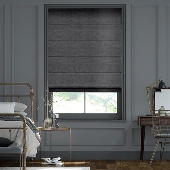 Ahisma Luxe Faux Silk Slate Roman Blind