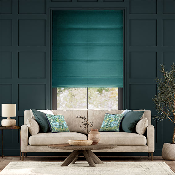 Ahisma Luxe Faux Silk Turquoise Roman Blind
