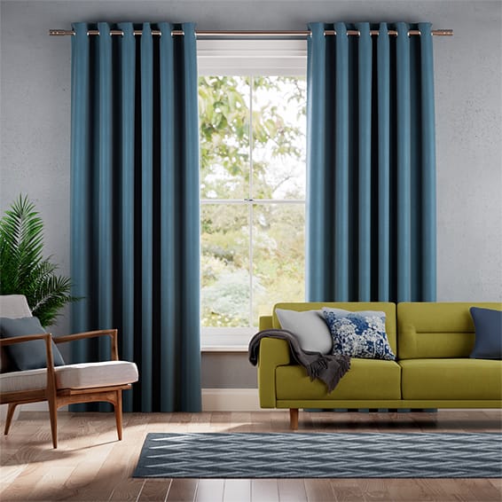Ahisma Luxe Faux Silk Blue Azure Curtains