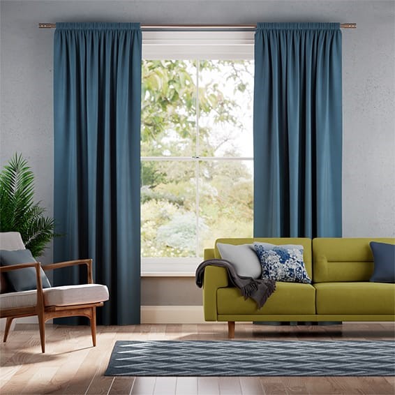 Ahisma Luxe Faux Silk Blue Azure Curtains