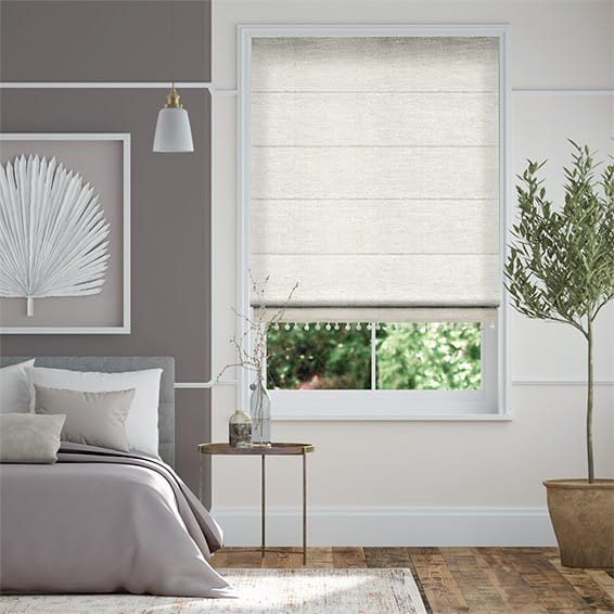 Ahisma Luxe Faux Silk Pearl & Stone Trimmed Roman Blind