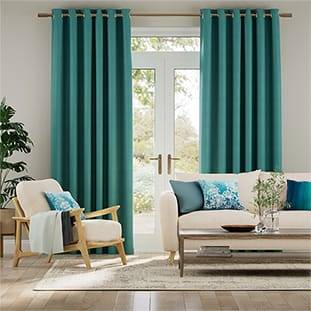 Ahisma Luxe Faux Silk Turquoise Curtains thumbnail image