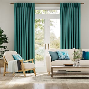 Ahisma Luxe Faux Silk Turquoise Curtains thumbnail image