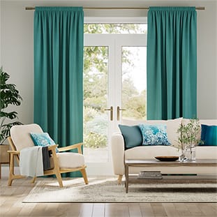 Ahisma Luxe Faux Silk Turquoise Curtains thumbnail image