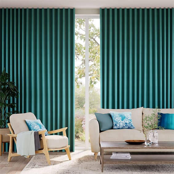 Ahisma Luxe Faux Silk Turquoise Curtains