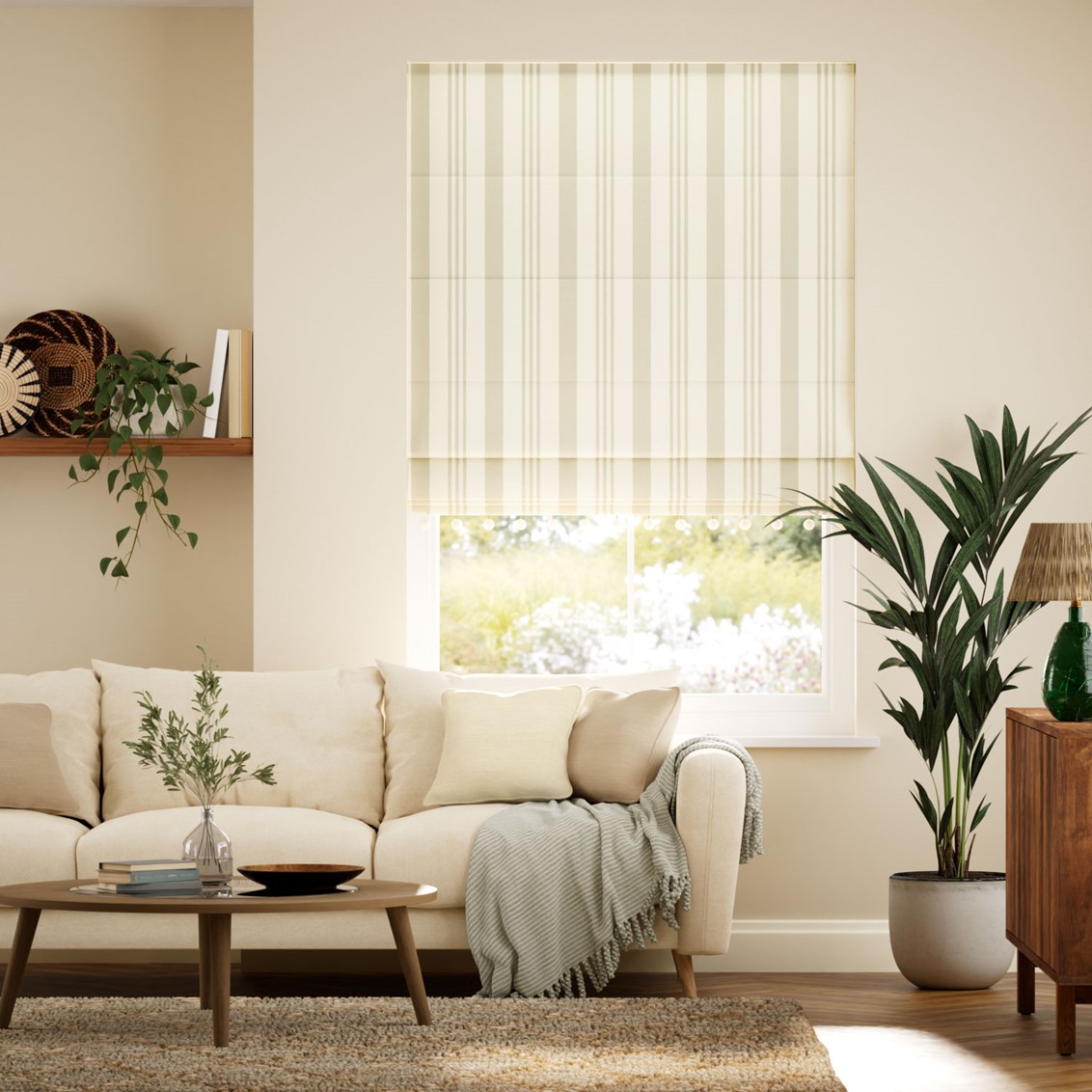 Albany Pebble & Chalk Trimmed Roman Blind