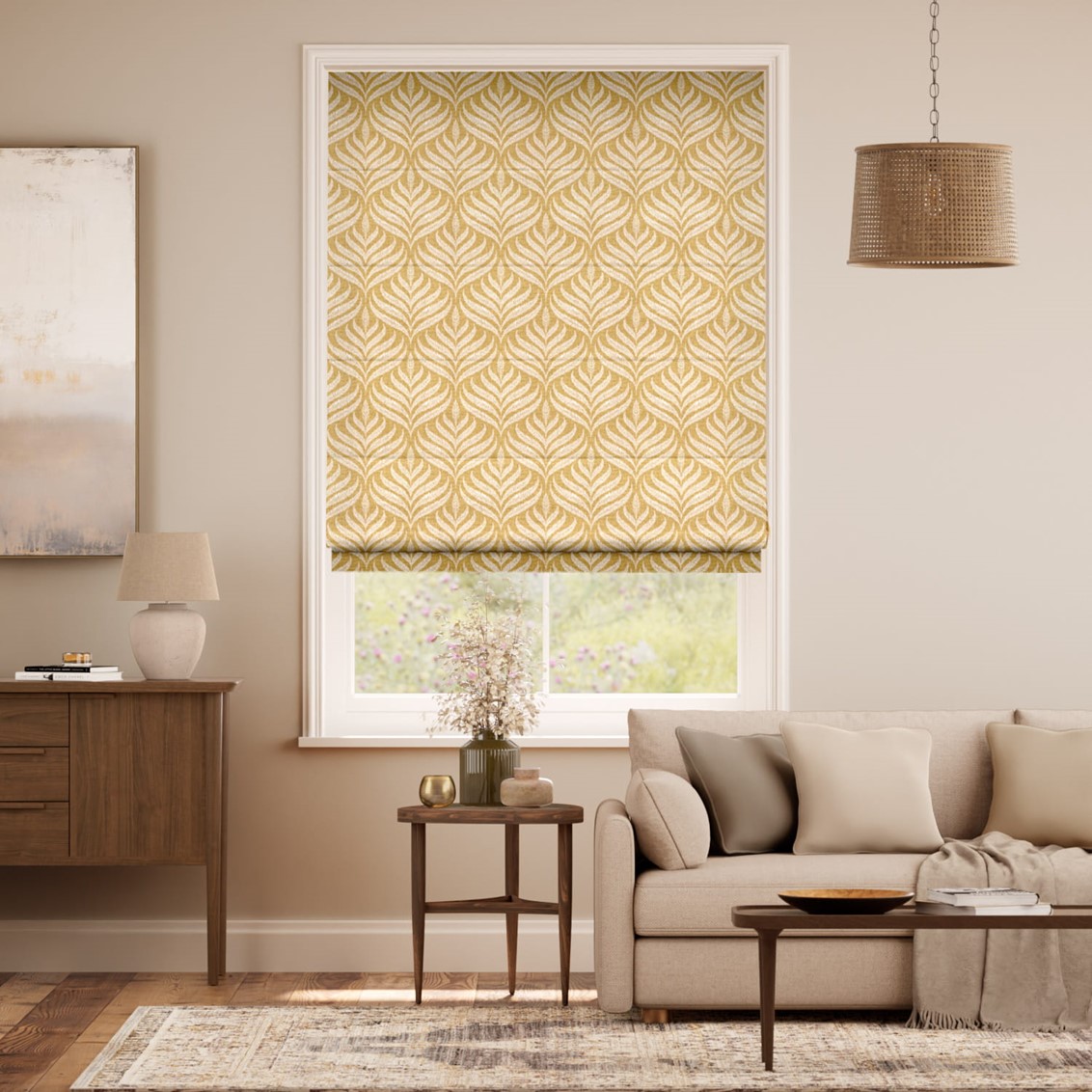 Alessandra Jacquard Honey Roman Blind