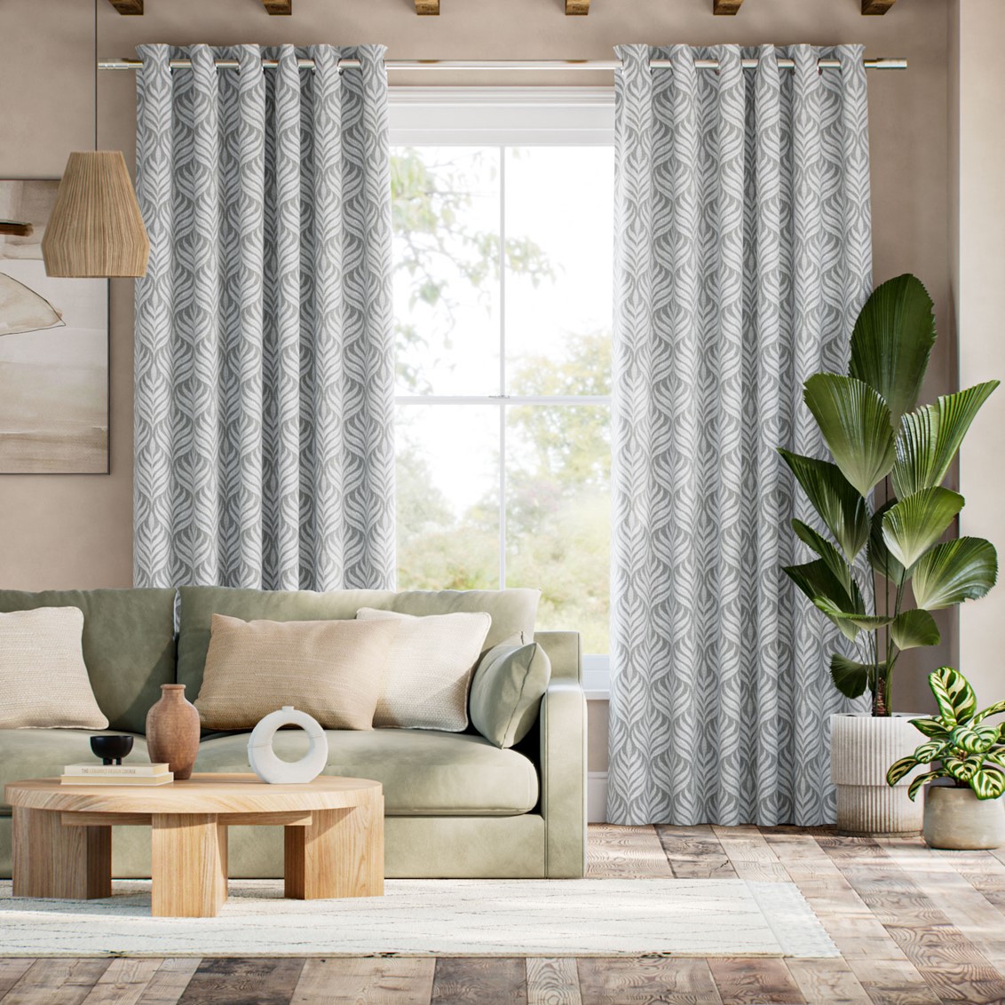 Alessandra Jacquard Nickel Grey Curtains