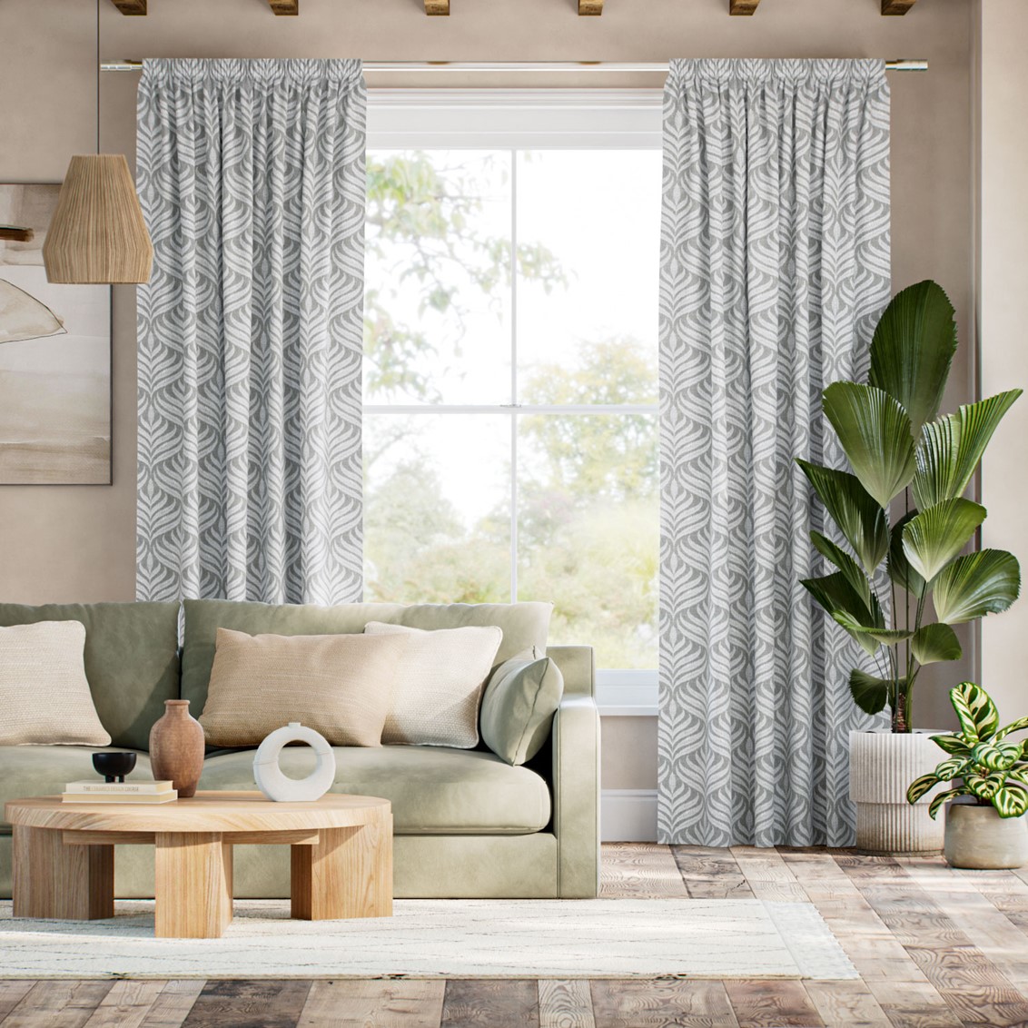 Alessandra Jacquard Nickel Grey Curtains