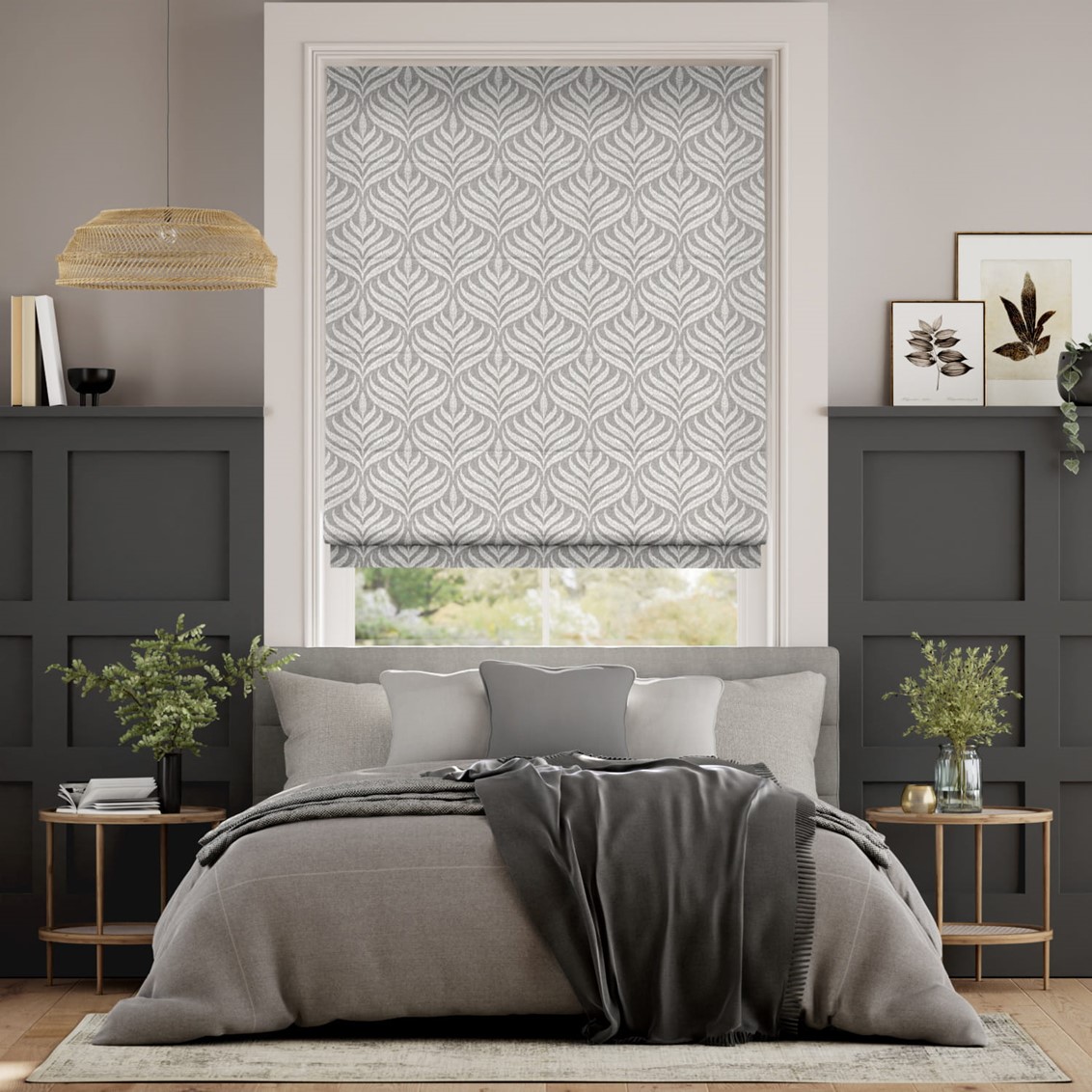 Alessandra Jacquard Nickel Grey Roman Blind