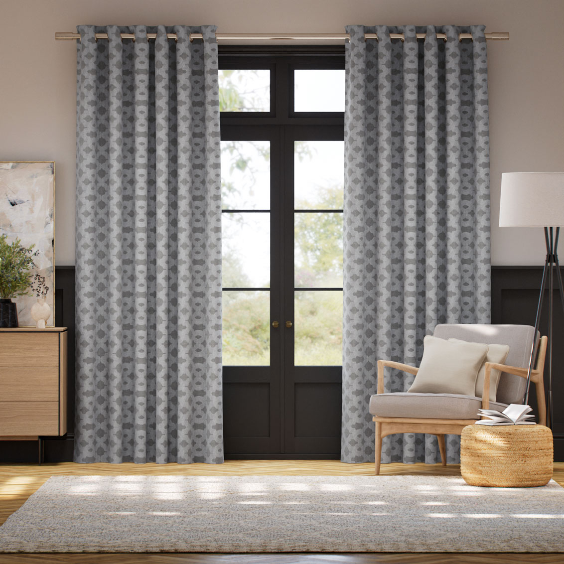 Alicia Jacquard Ironstone Curtains