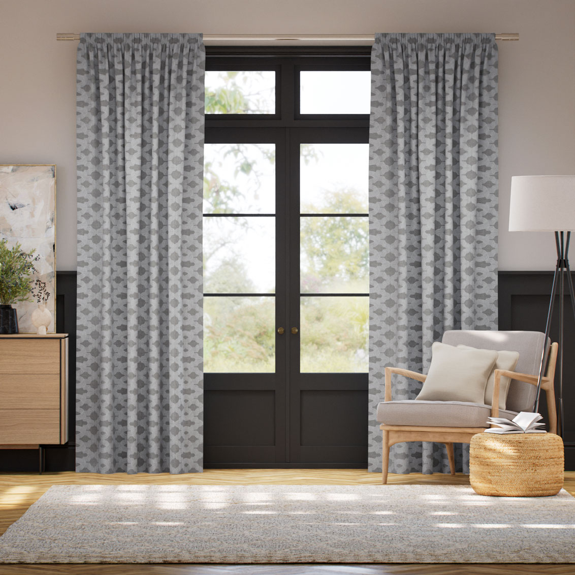 Alicia Jacquard Ironstone Curtains