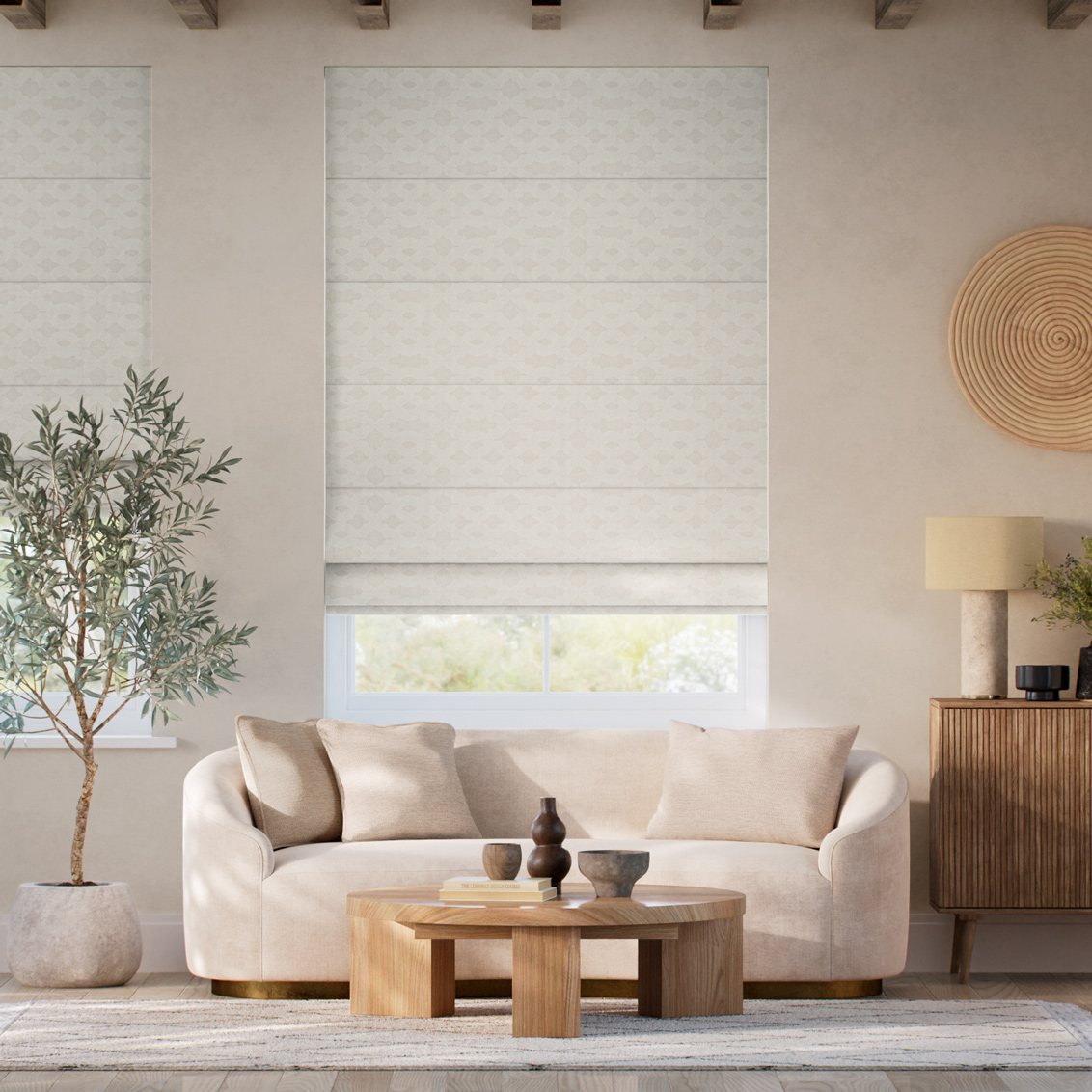 Alicia Jacquard Sand Roman Blind