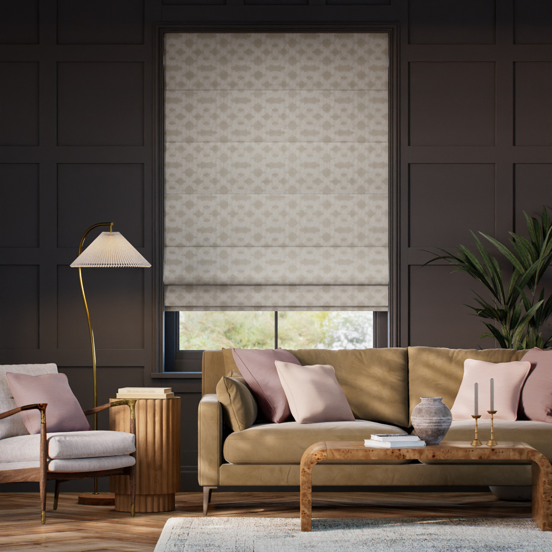 Alicia Jacquard Taupe Roman Blind