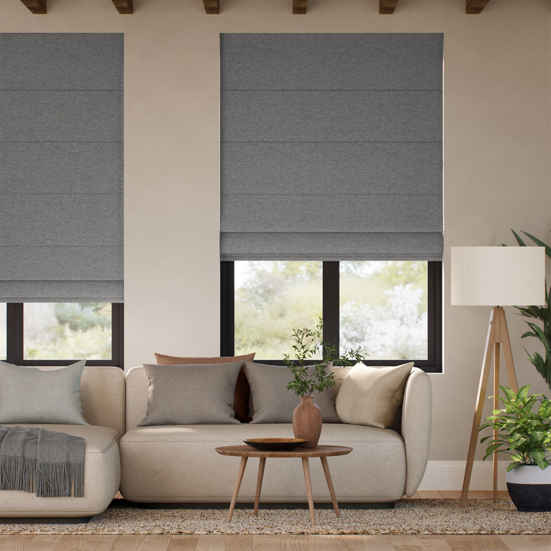 Alma Linen Flint Roman Blind