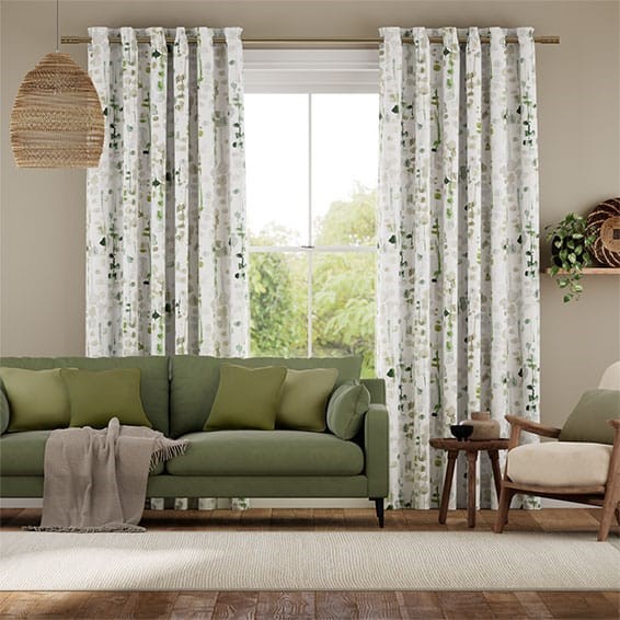 Alyssa Linen Leaf Green Curtains