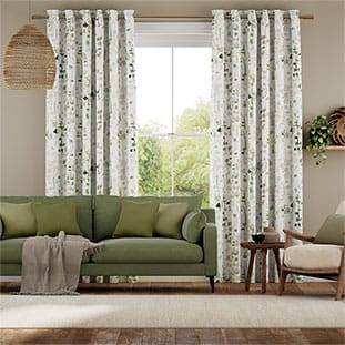 Alyssa Linen Leaf Green Curtains thumbnail image