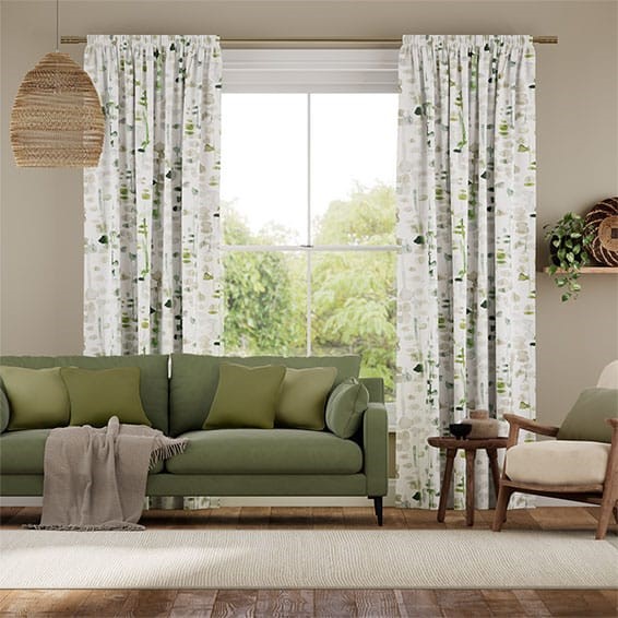 Alyssa Linen Leaf Green Curtains