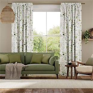 Alyssa Linen Leaf Green Curtains thumbnail image