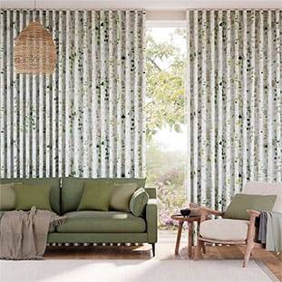 Alyssa Linen Leaf Green Curtains thumbnail image