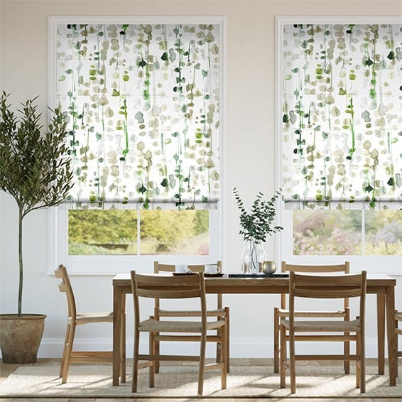 Alyssa Linen Leaf Green Roman Blind