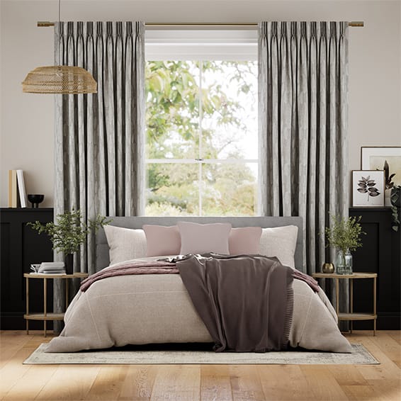 Amelie Embroidered Cool Grey  Curtains