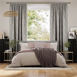Amelie Embroidered Cool Grey Curtains thumbnail image