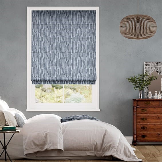 Amelie Embroidered Denim Roman Blind