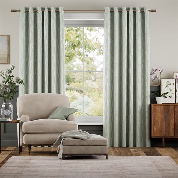 Amelie Embroidered Mint Green Curtains
