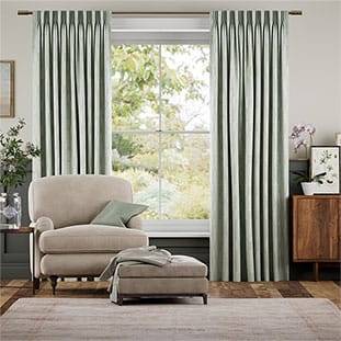 Amelie Embroidered Mint Green Curtains thumbnail image