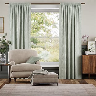 Amelie Embroidered Mint Green Curtains thumbnail image