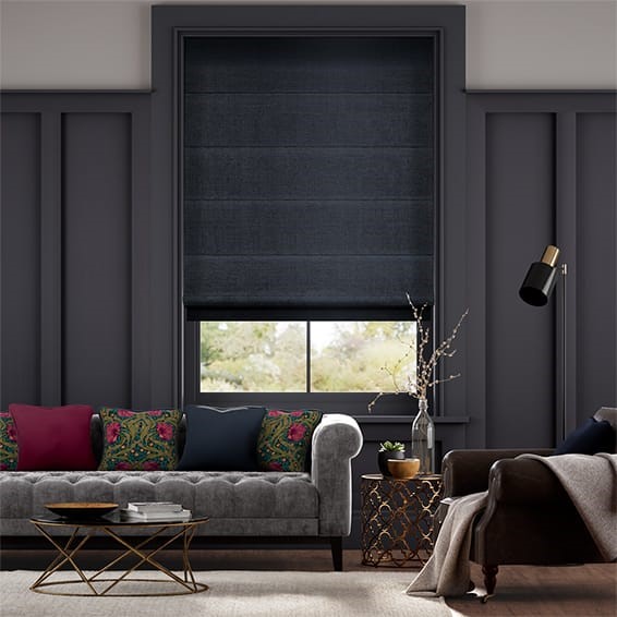 Ansari Faux Silk Midnight  Roman Blind