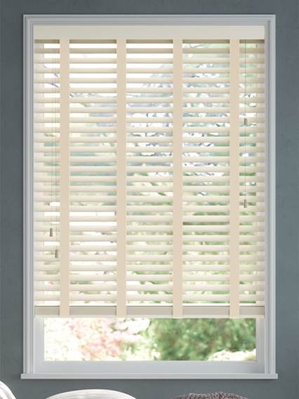 Antique White & Oyster Wooden & Faux Wooden Blinds thumbnail image