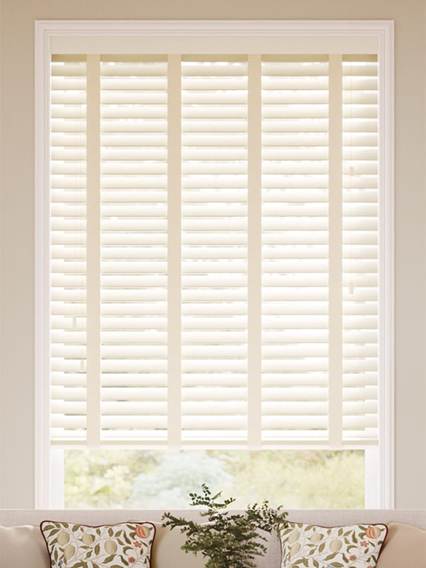 Antique White & Oyster Wooden & Faux Wooden Blinds thumbnail image