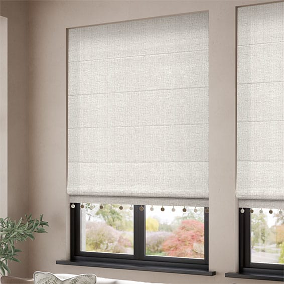 Arcus Snow & Fawn Trimmed Roman Blind