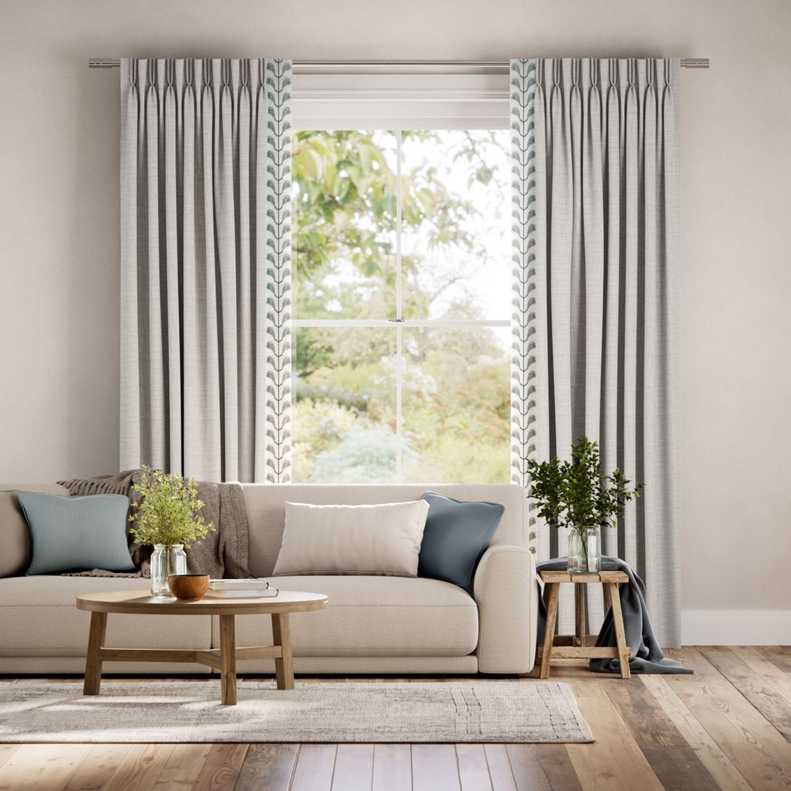 Arlo Modern Grey & Chatsworth Mineral Curtains