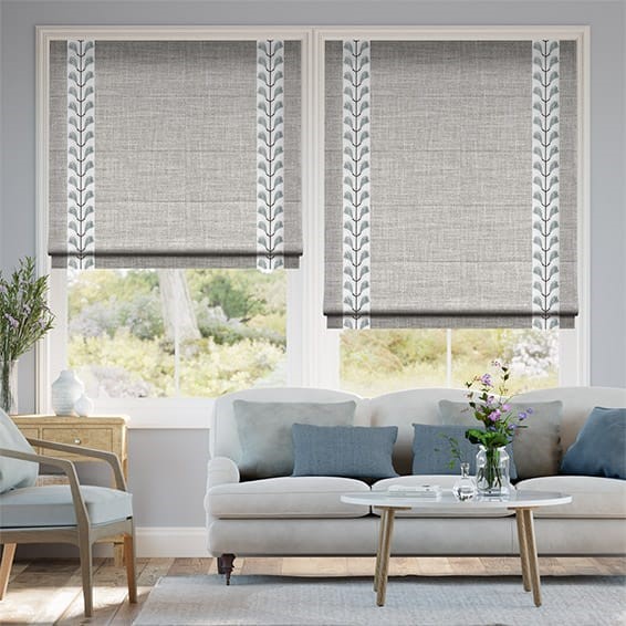 Arlo Modern Grey & Chatsworth Mineral Roman Blind