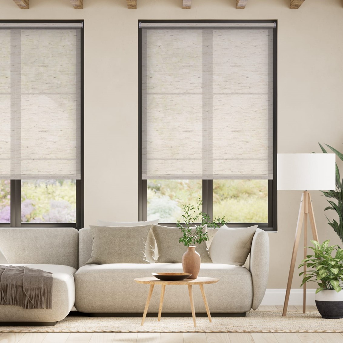 Electric Asphodel Natural Roller Blind