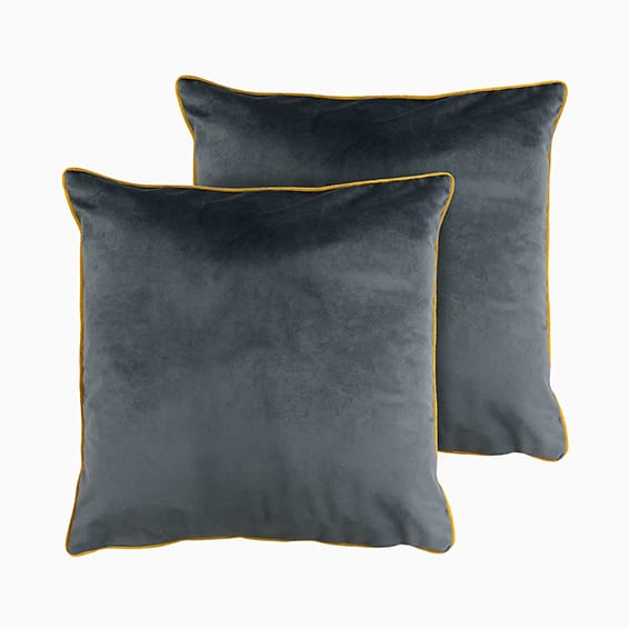 Athena Velvet Smoke & Mustard Cushion