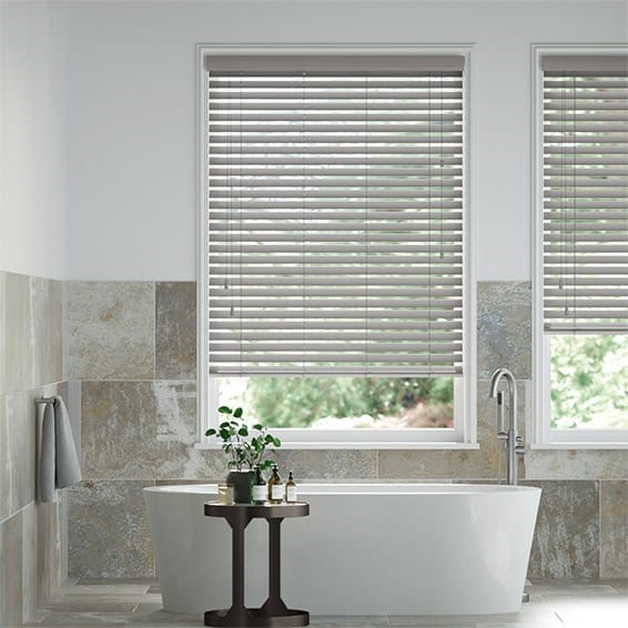 Atlanta Warm Grey Faux Wood Blind - 50mm Slat